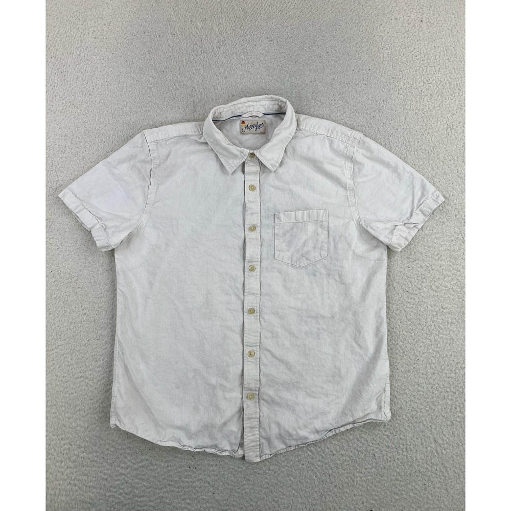 Marine Layer Shirt Mens Small White Better-Than-Linen Short Sleeve Button Up